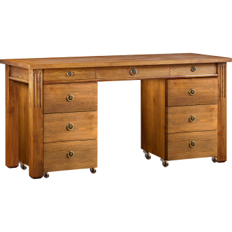 Kolonialne biurko drewniane z szufladami
