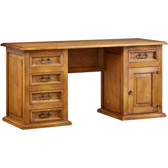 Biurko drewniane z szufladami i zamykaną szafką