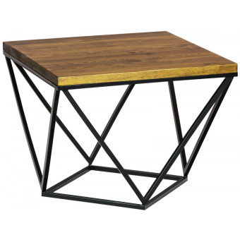 Loftowy stolik kawowy z drewna i metalu