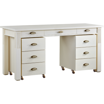 Białe stylowe biurko drewniane z szufladami DEL-17