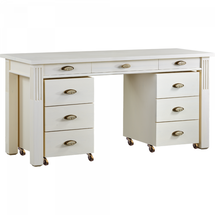 Białe stylowe biurko drewniane z szufladami